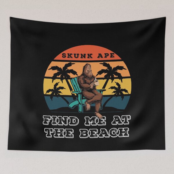 Item preview, Find Me At The Beach Skunk Ape Relaxing in a Chair Black designed and sold by KeysTreasures.