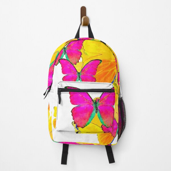 Item preview, CONTEMPORY FUCHSIA BUTTERFLIES ON YELLOW ABSTRACT ART PATTERNS designed and sold by sharlesart.
