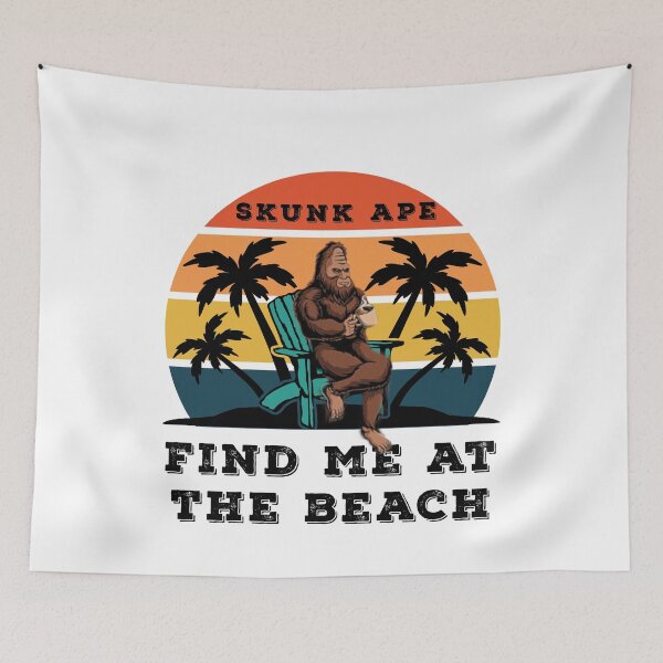 Item preview, Find Me At The Beach Skunk Ape Relaxing in a Chair White designed and sold by KeysTreasures.