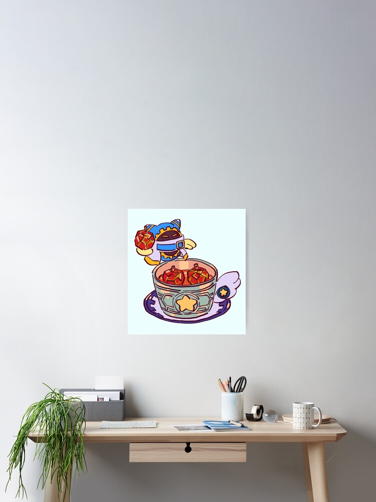 Póster «Dibujo magolor poniendo un terrón de azúcar de manzana gema en una  taza de té para lor / ver figura de kirby re-ment.» de RansRoom | Redbubble