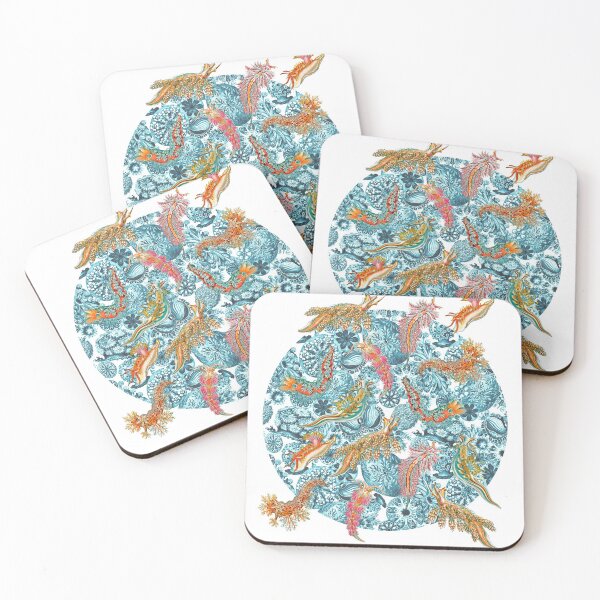 Item preview, Ernst Haeckel Nudibranch Sea Slugs over Cerulean Sea Squirts designed and sold by aimeewilson.