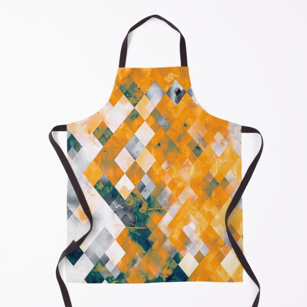 Item preview, geometric pixel square pattern abstract background in orange brown green designed and sold by Mrvell.