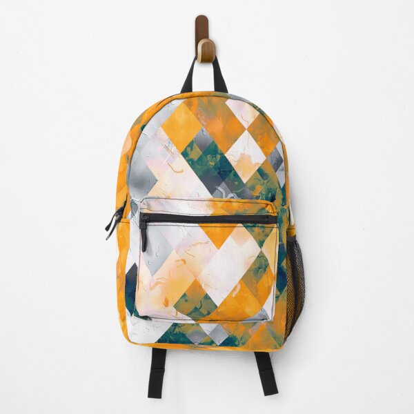 Item preview, geometric pixel square pattern abstract background in orange brown green designed and sold by Mrvell.