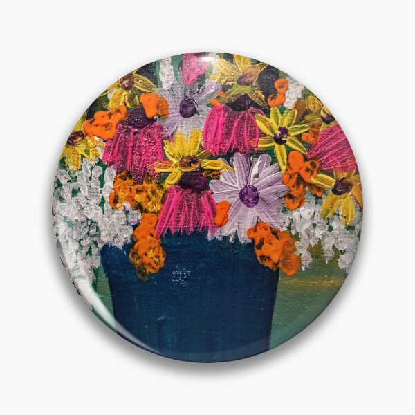 Item preview, Some abstract mixed flowers in a metallic vase  designed and sold by kkartwork.