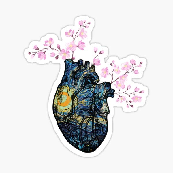Item preview, Van Gogh Starry Night Sky Heart Sakura Flowers designed and sold by QlickDesign.