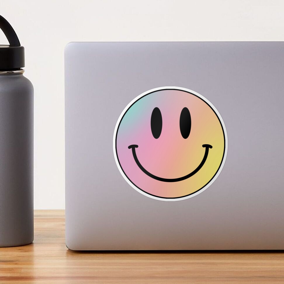smiley face colorful Sticker for Sale by happylifee