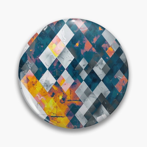 Item preview, geometric pixel square pattern abstract background in blue orange brown designed and sold by Mrvell.