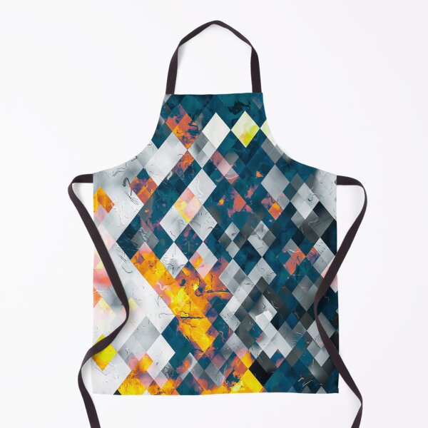 Item preview, geometric pixel square pattern abstract background in blue orange brown designed and sold by Mrvell.