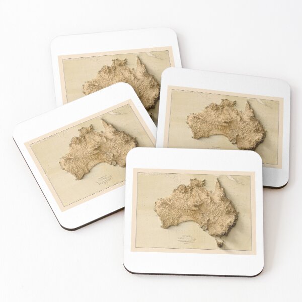 Item preview, 1879 Australia Relief Map 3D digitally-rendered - Sunset Version designed and sold by ThinkAboutMaps.