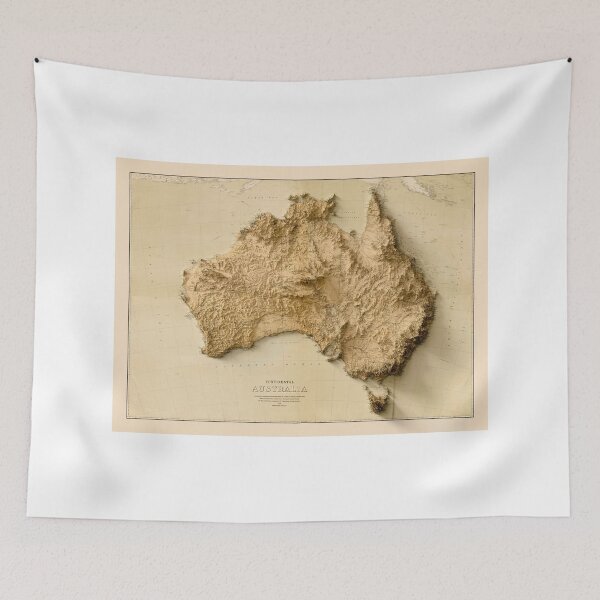 Item preview, 1879 Australia Relief Map 3D digitally-rendered - Sunset Version designed and sold by ThinkAboutMaps.