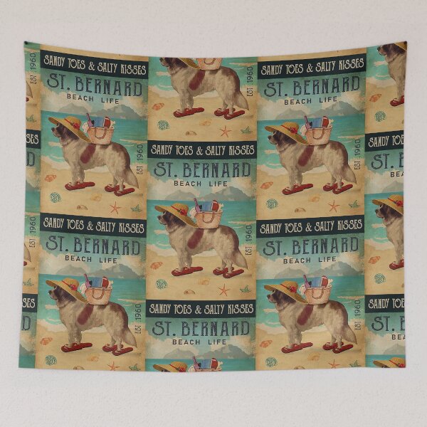 Item preview, Beach Life Sandy Toes St Bernard dog funny quotes designed and sold by Douglafa.