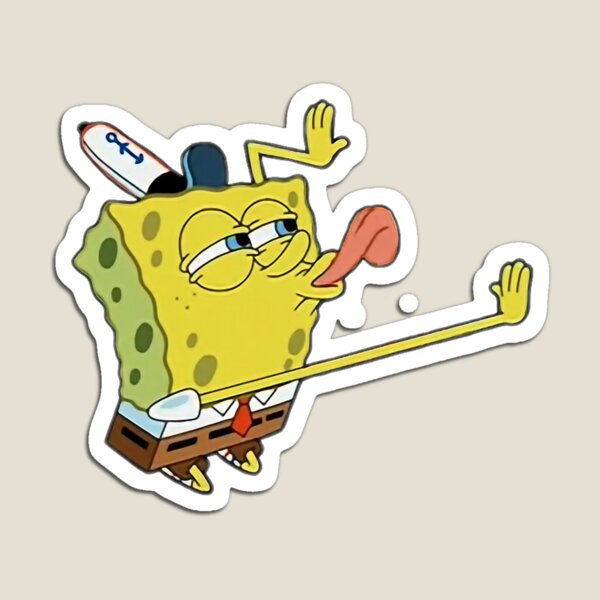 Spongebob human face Meme Sticker Magnet for Sale by desigbyZEE