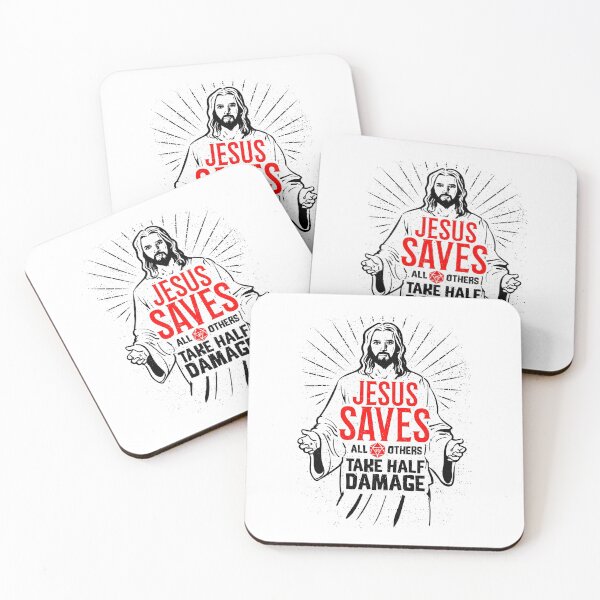 Item preview, Jesus Saves All Others Take Half Damage - (Rojo) designed and sold by RoleplayRealm.
