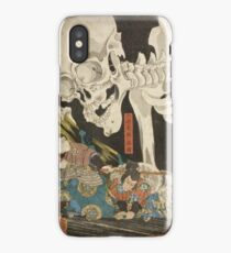 Utagawa Kuniyoshi - Mitsukuni And The Skeleton Spectermid 1840. Man portrait: mask, face, man , samurai , hero, costume, kimono, tattoos , sport, skeleton, macho iPhone Case/Skin