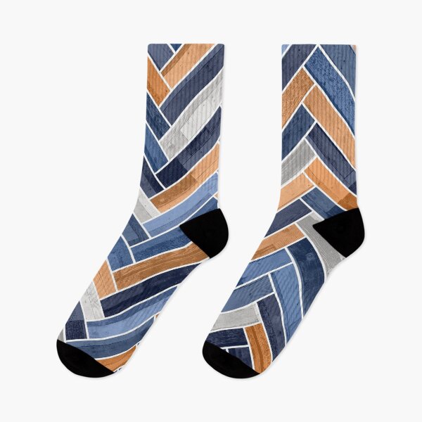 Item preview, Herringbone Pattern in Navy Blue and Orange designed and sold by Jared Davies.