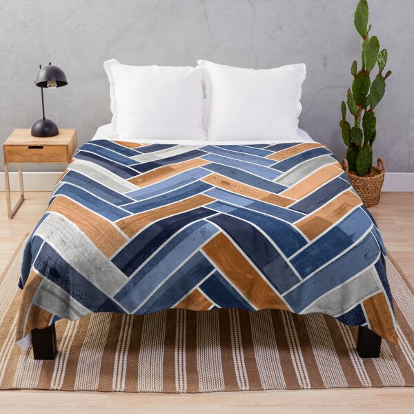 Item preview, Herringbone Pattern in Navy Blue and Orange designed and sold by Jared Davies.