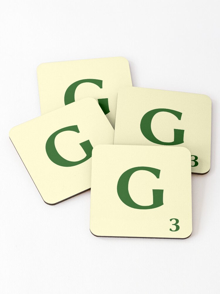 Imagen 1 de 5, Posavasos (lote de 4) con la obra Fitxa de Scrabble de la G de 3 punts, diseñada y vendida por fgrdisseny.