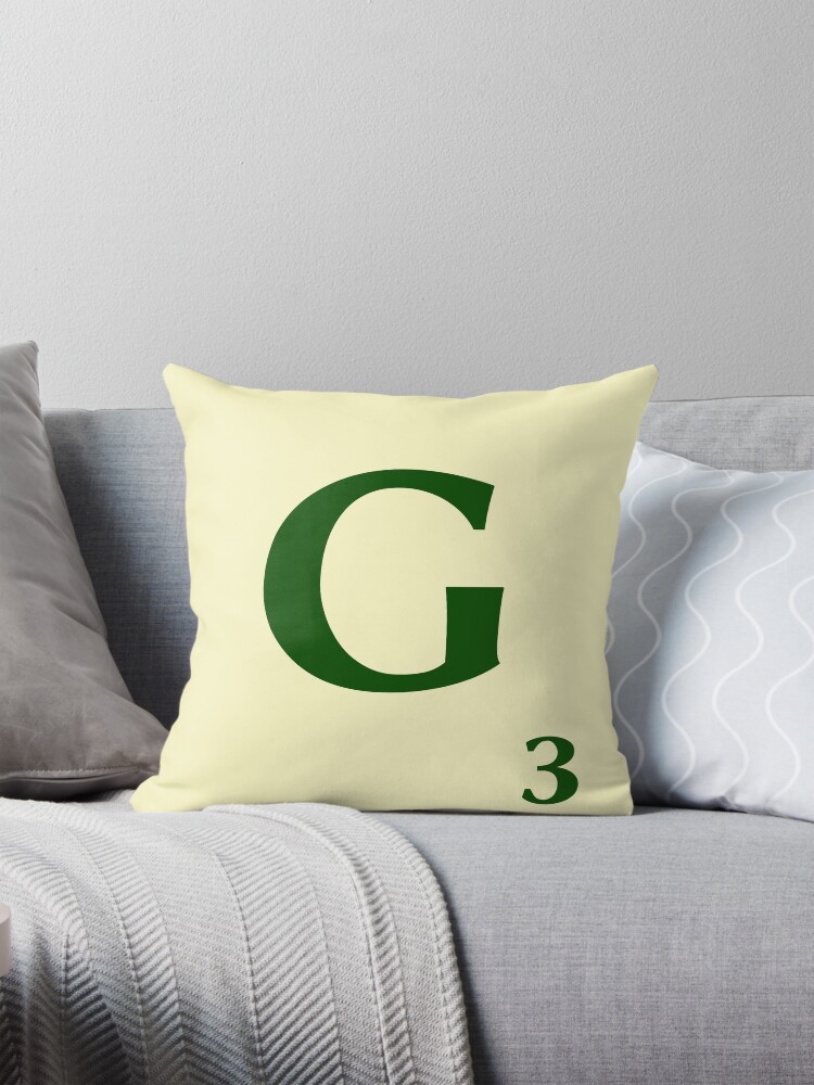 Imagen 1 de 4, Cojín con la obra Fitxa de Scrabble de la G de 3 punts, diseñada y vendida por fgrdisseny.