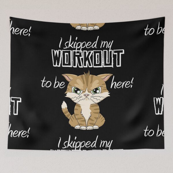 Item preview, Skipped my workout red cute cat fitness design designed and sold by ARTemyzz.