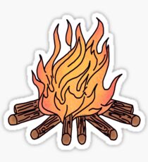 burning camp fire Sticker