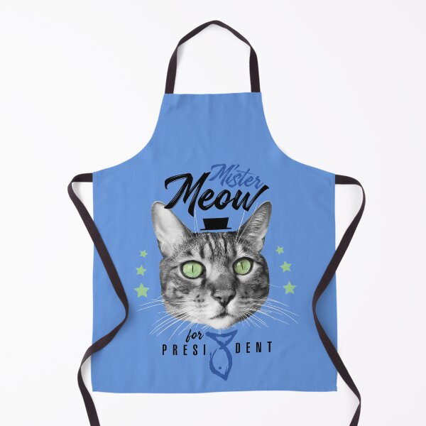 Item preview, Mister Meow for president, cat in tie with hat, black and white, blue background designed and sold by courbebleue.