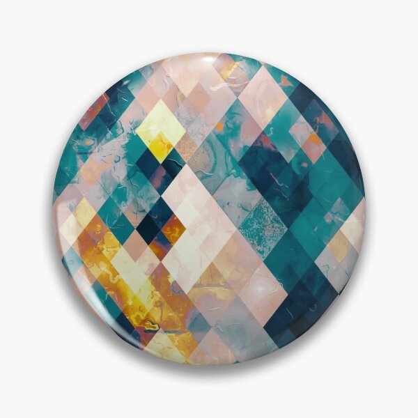 Item preview, geometric pixel square pattern abstract background in blue brown orange designed and sold by Mrvell.
