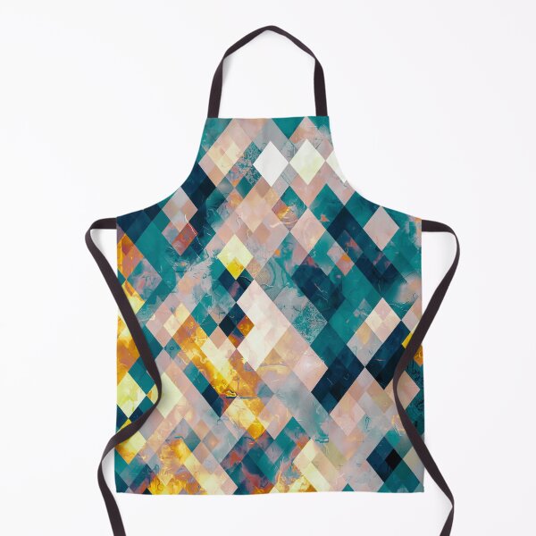 Item preview, geometric pixel square pattern abstract background in blue brown orange designed and sold by Mrvell.