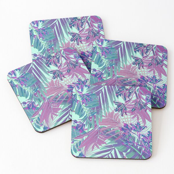Item preview, Seamless pattern with neon orchids and psychedelic purple tropical foliage designed and sold by ANAKOTO.