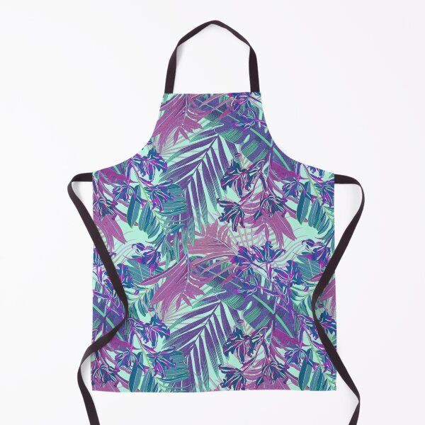 Item preview, Seamless pattern with neon orchids and psychedelic purple tropical foliage designed and sold by ANAKOTO.