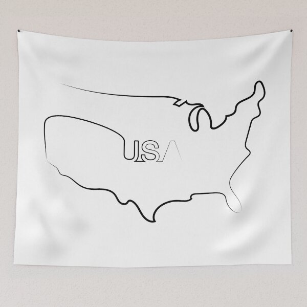 Item preview, USA Map | One Line Art | One Line Artist | Minimal Art | Map Of USA designed and sold by One-Line-Artist.