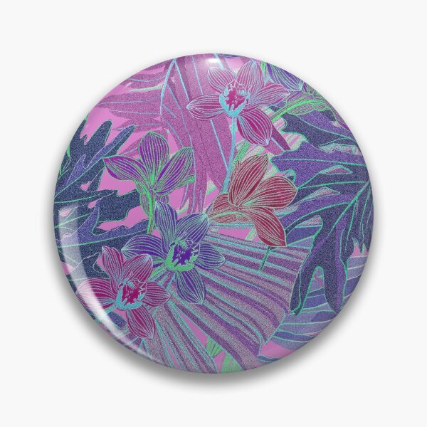 Item preview,  Seamless pattern with neon orchids and psychedelic purple tropical foliage designed and sold by ANAKOTO.