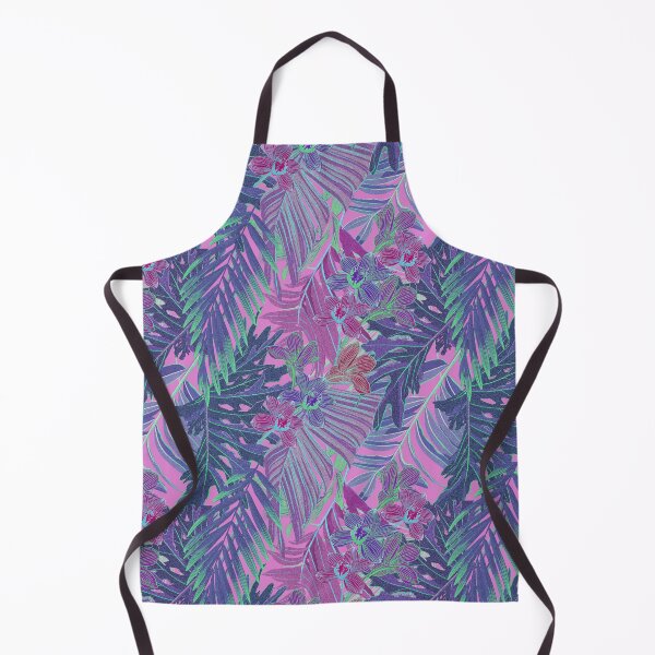 Item preview, Seamless pattern with neon orchids and psychedelic purple tropical foliage designed and sold by ANAKOTO.