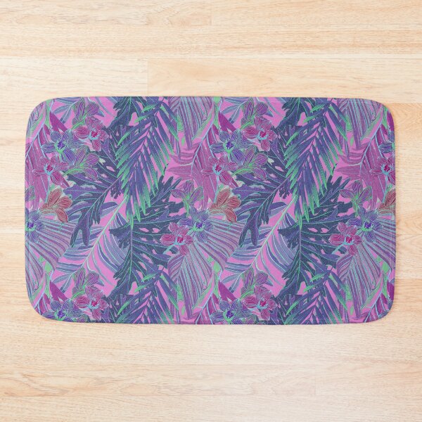Item preview,  Seamless pattern with neon orchids and psychedelic purple tropical foliage designed and sold by ANAKOTO.