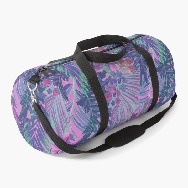 Item preview,  Seamless pattern with neon orchids and psychedelic purple tropical foliage designed and sold by ANAKOTO.