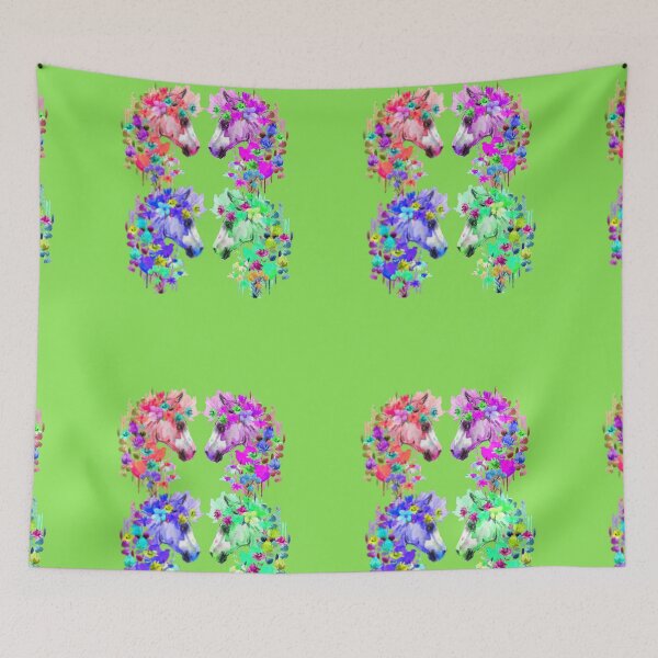 Item preview, Colourful horse pattern floral watercolor designed and sold by MegDeRoyale.