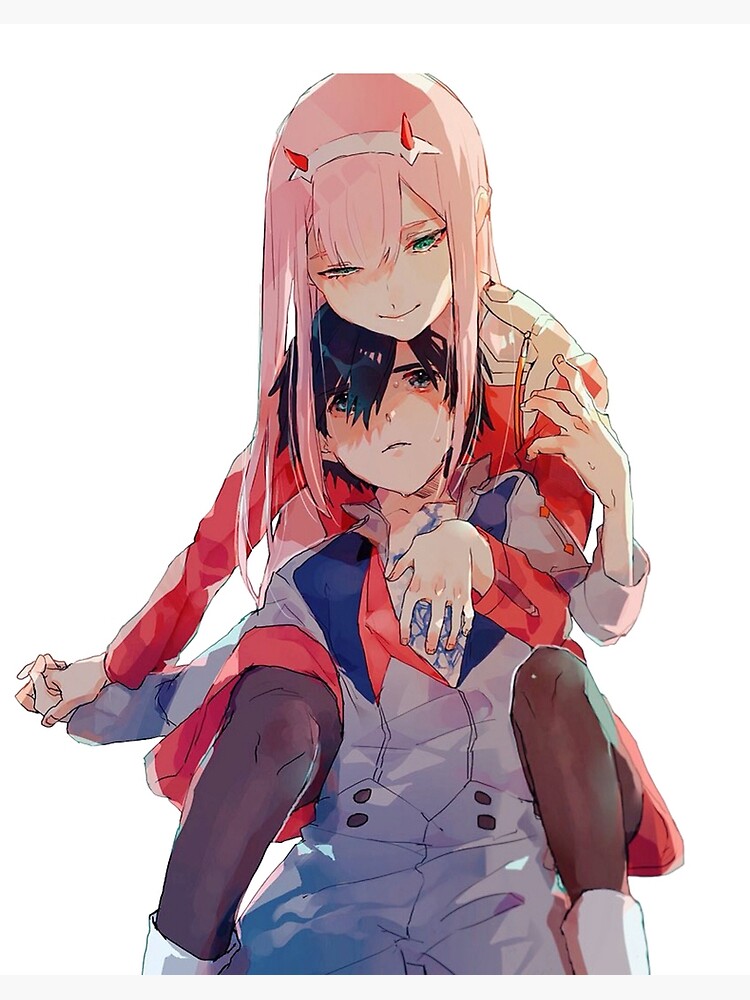 Draw the character hiro from the anime darling in the franxx, with his blue  horns and blue eyes