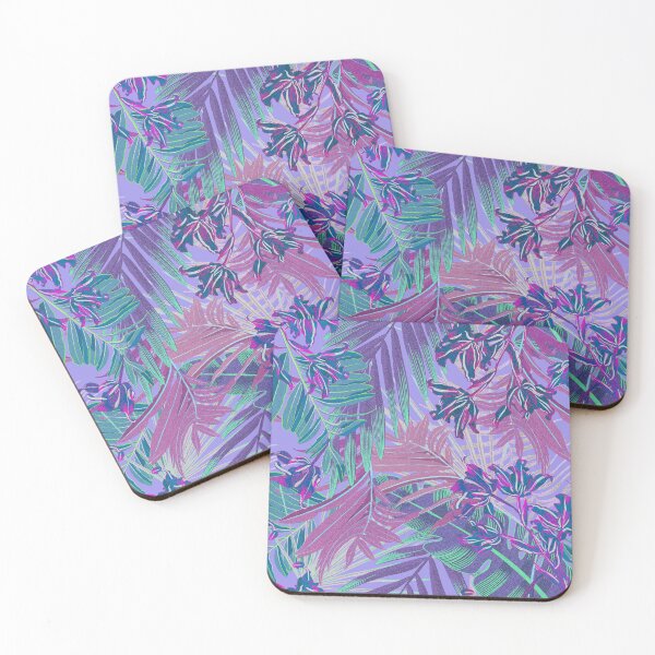 Item preview, Seamless pattern with neon orchids and psychedelic purple tropical foliage designed and sold by ANAKOTO.