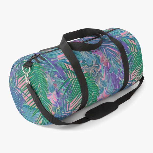 Item preview, Seamless pattern with neon orchids and psychedelic purple tropical foliage designed and sold by ANAKOTO.