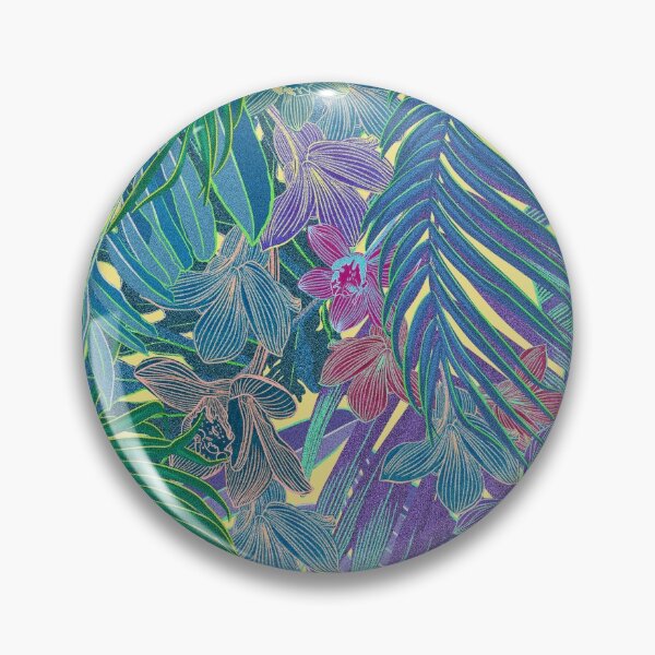 Item preview, Seamless pattern with neon orchids and psychedelic purple tropical foliage designed and sold by ANAKOTO.