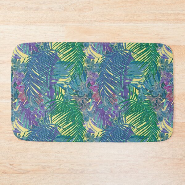 Item preview, Seamless pattern with neon orchids and psychedelic purple tropical foliage designed and sold by ANAKOTO.