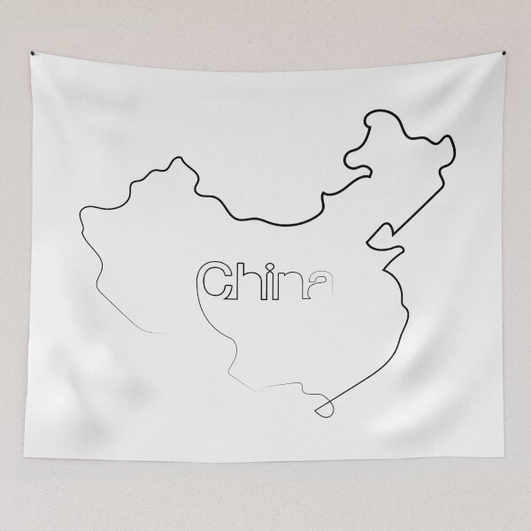 Item preview, China Map | One Line Art | One Line Artist | Minimal Art | Map Of China designed and sold by One-Line-Artist.