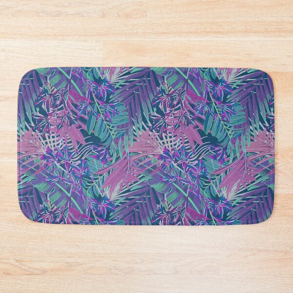 Item preview, Seamless pattern with neon orchids and psychedelic purple tropical foliage designed and sold by ANAKOTO.