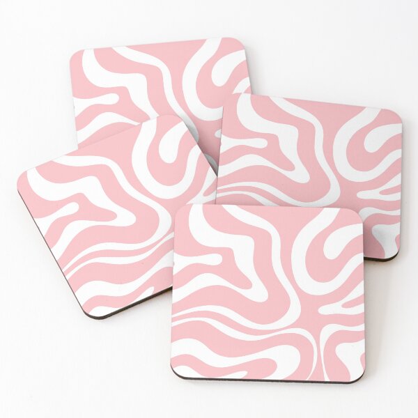 Item preview, Retro Modern Liquid Swirl Abstract Pattern Square in Blush Pink and White designed and sold by kierkegaard.