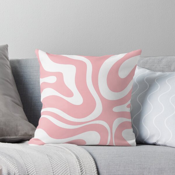 Aperçu de l'œuvre Carré de motif abstrait de tourbillon liquide rétro moderne en rose blush et blanc créée et vendue par kierkegaard.