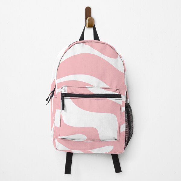 Item preview, Retro Modern Liquid Swirl Abstract Pattern Square in Blush Pink and White designed and sold by kierkegaard.