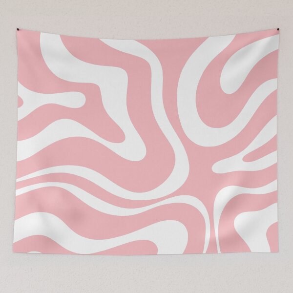 Item preview, Retro Modern Liquid Swirl Abstract Pattern Square in Blush Pink and White designed and sold by kierkegaard.