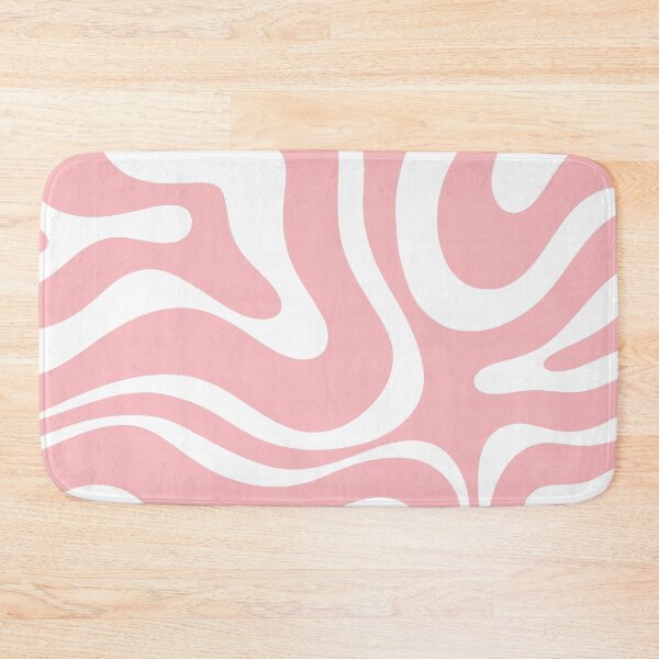 Item preview, Retro Modern Liquid Swirl Abstract Pattern Square in Blush Pink and White designed and sold by kierkegaard.