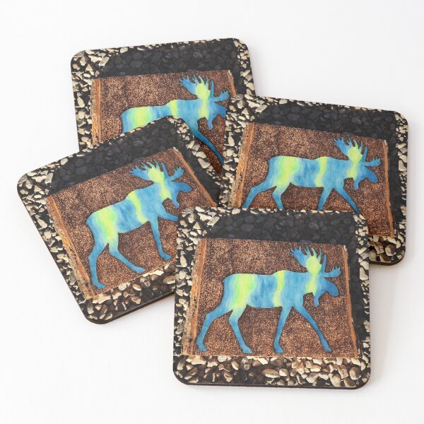 Item preview, Northern lights moose art designed and sold by countrypines.