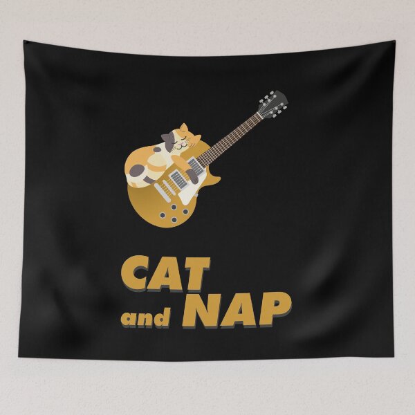 Item preview, Relaxed Cat on Rock Guitar | Calico | Catnap designed and sold by Fluffy-Vectors.