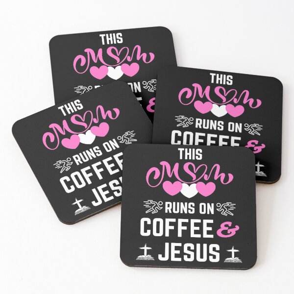 Item preview, This Mom Runs on Coffee and Jesus Mom Life Typography  designed and sold by sinceanna.